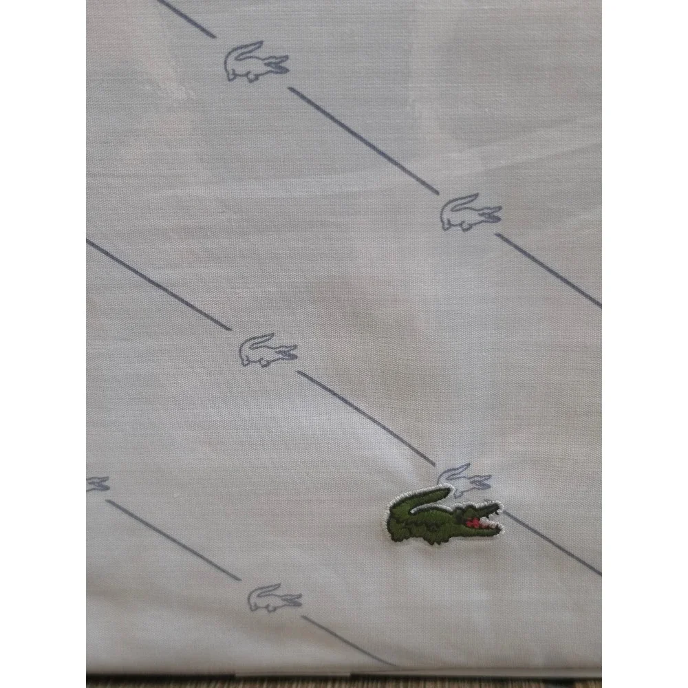 Lacoste Cal King Sheet Set 4pc 100% Cotton Percale Diagonal Crocs Steel Blue NEW